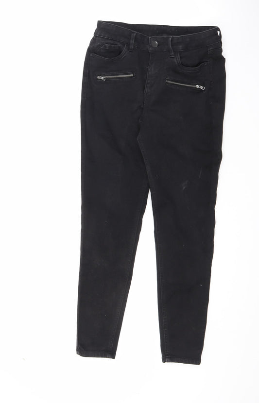 TU Womens Black Cotton Skinny Jeans Size 10 L25.5 in Regular Zip