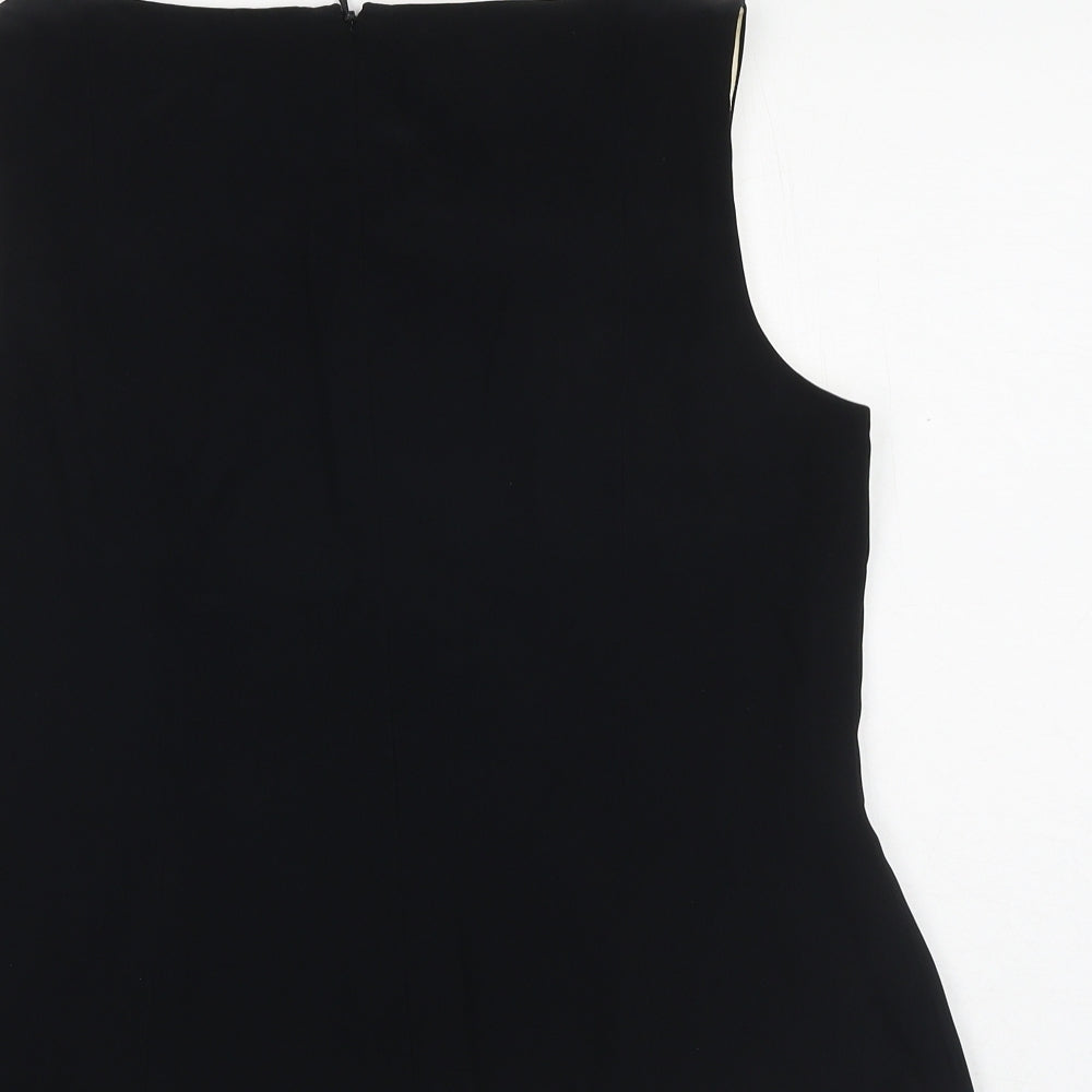 Laura Ashley Womens Black Acetate Basic Blouse Size 14 Square Neck