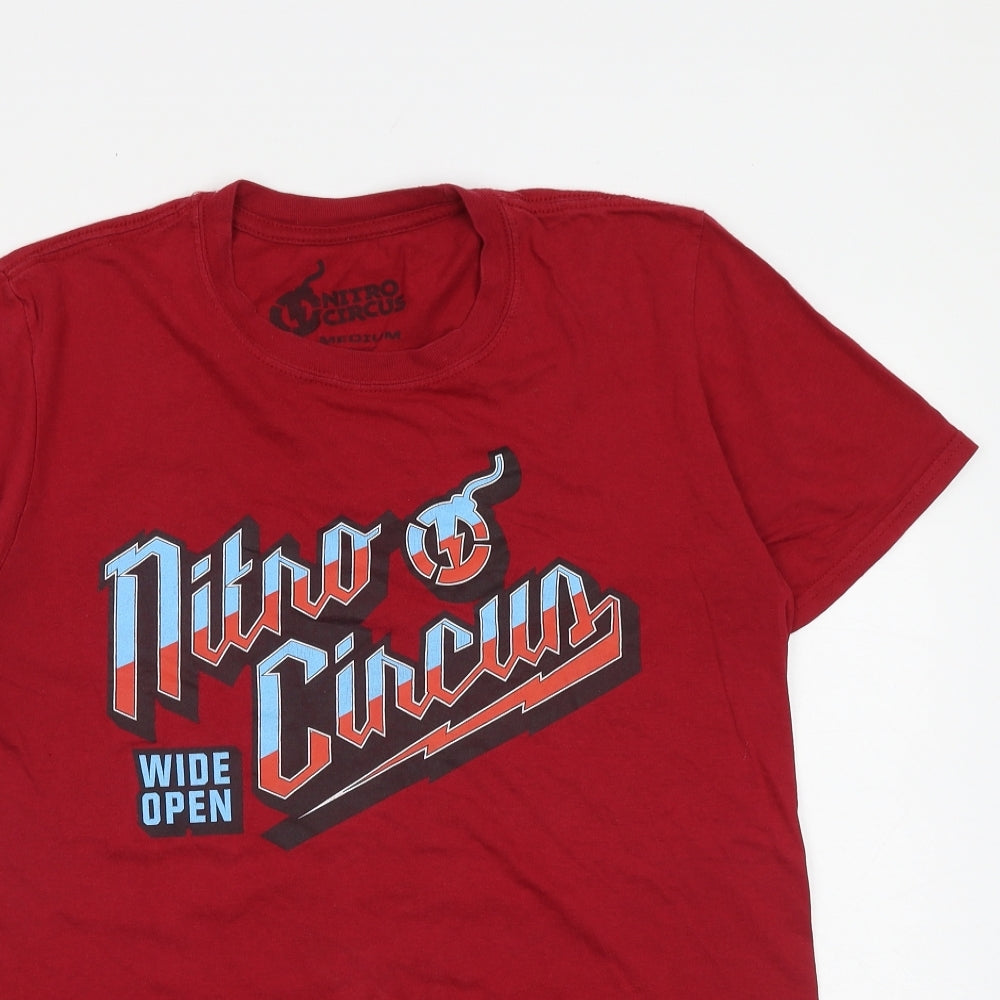 Nitro Circus Mens Red Cotton T-Shirt Size M Round Neck