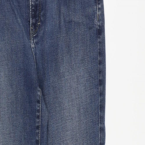 Per Una Womens Blue Cotton Straight Jeans Size 8 L27 in Regular Zip
