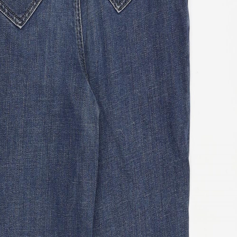 Per Una Womens Blue Cotton Straight Jeans Size 8 L27 in Regular Zip