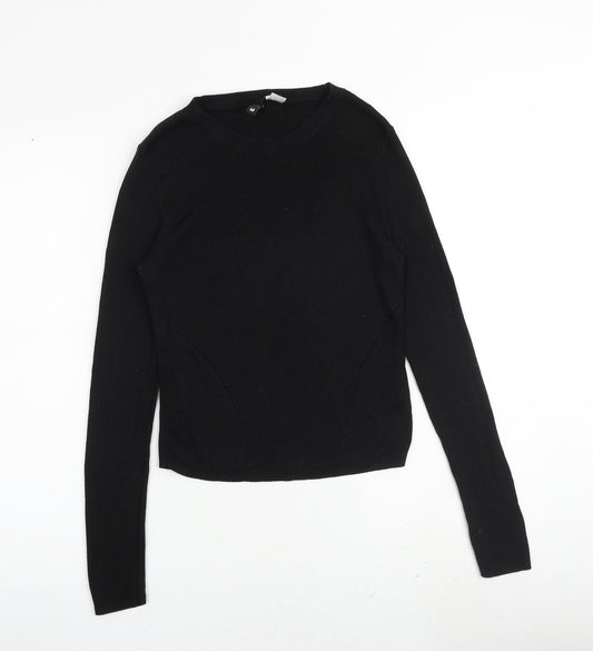 H&M Womens Black Viscose Basic T-Shirt Size M Round Neck