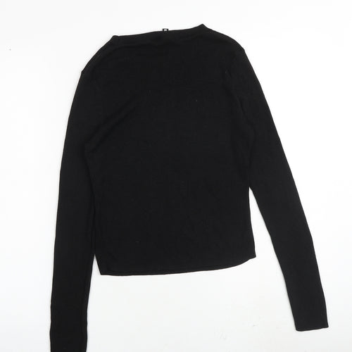 H&M Womens Black Viscose Basic T-Shirt Size M Round Neck