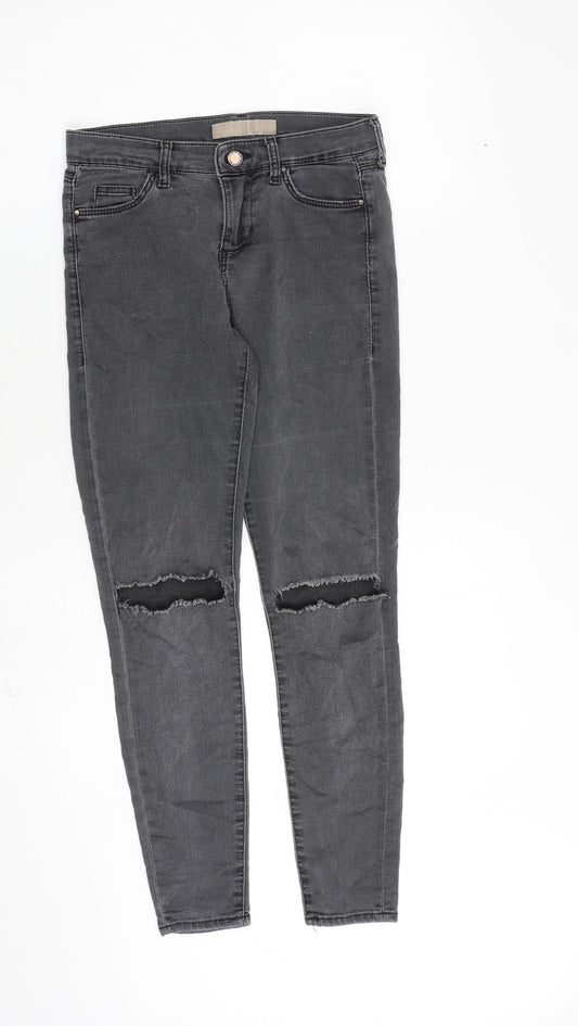 Topshop Womens Grey Cotton Skinny Jeans Size 26 in L30 in Regular Zip