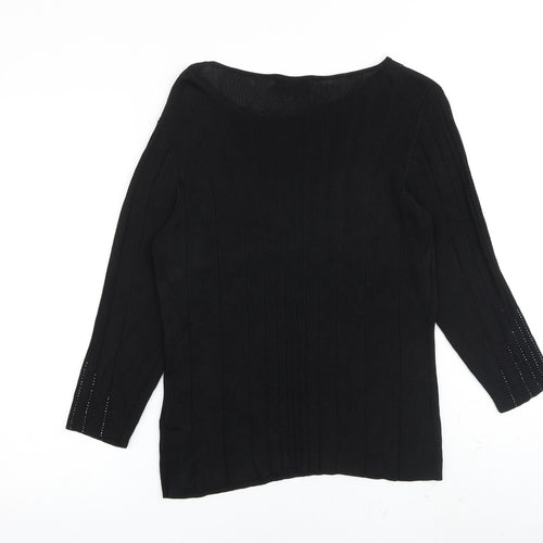 Marks and Spencer Womens Black Boat Neck Viscose Pullover Jumper Size 18