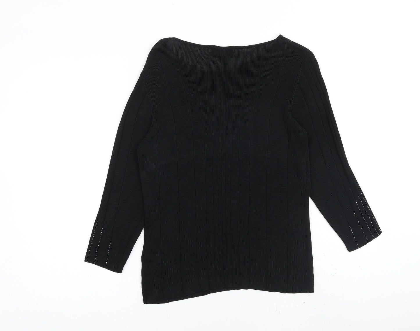 Marks and Spencer Womens Black Boat Neck Viscose Pullover Jumper Size 18