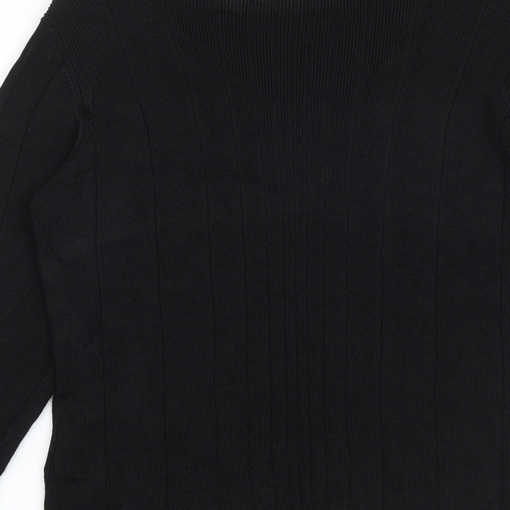 Marks and Spencer Womens Black Boat Neck Viscose Pullover Jumper Size 18