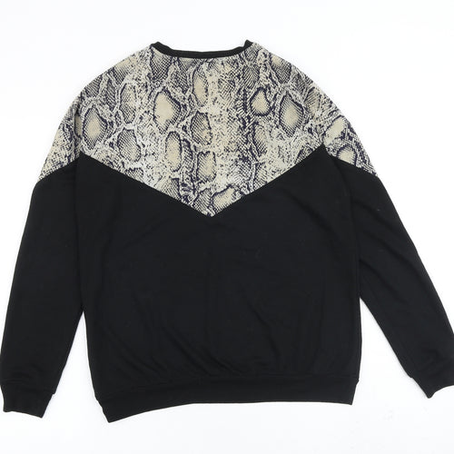 River Island Womens Black Polyester Pullover Sweatshirt Size XS Pullover - Snake Skin Print