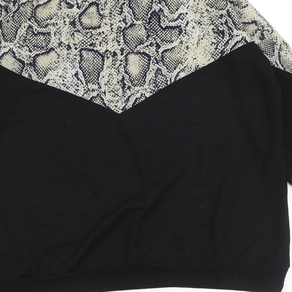 River Island Womens Black Polyester Pullover Sweatshirt Size XS Pullover - Snake Skin Print