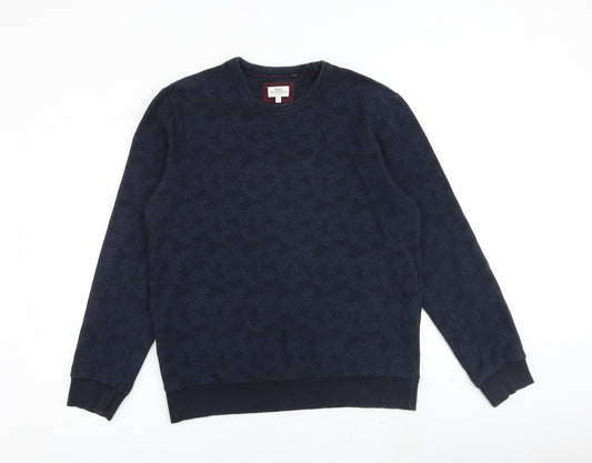 NEXT Mens Blue Geometric Cotton Pullover Sweatshirt Size L