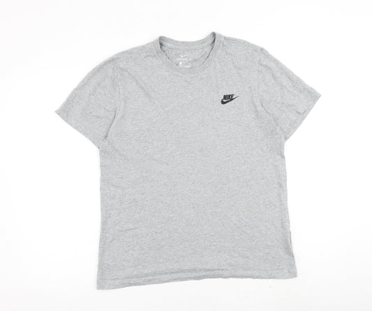 Nike Mens Grey Cotton T-Shirt Size S Round Neck