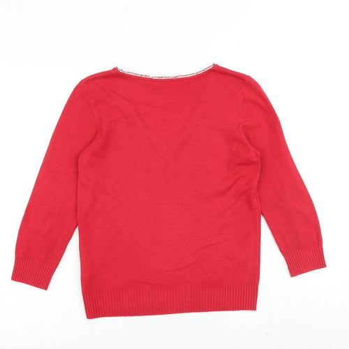 Per Una Womens Red V-Neck Viscose Pullover Jumper Size 12
