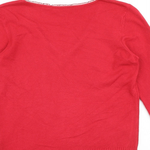 Per Una Womens Red V-Neck Viscose Pullover Jumper Size 12