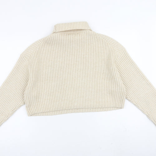 H&M Womens Beige Roll Neck Polyester Pullover Jumper Size M