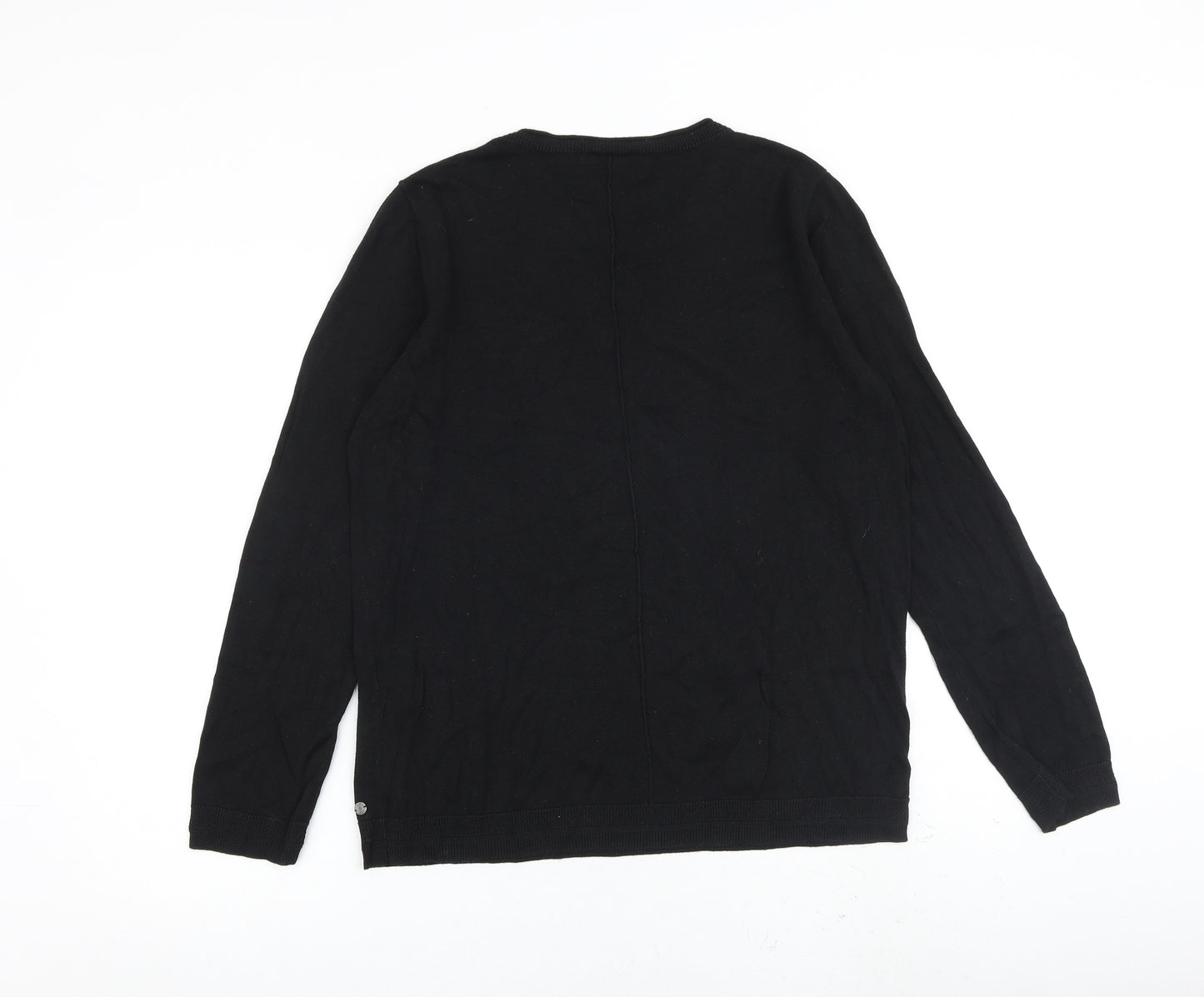 Cecil Womens Black Round Neck Cotton Pullover Jumper Size L