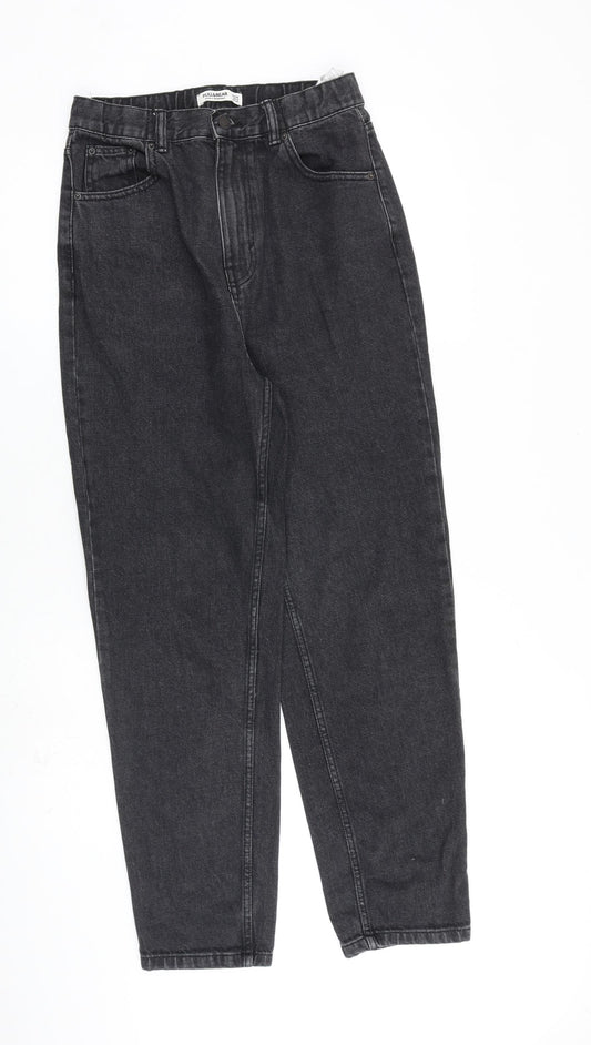 Pull&Bear Womens Grey Cotton Mom Jeans Size 8 L29 in Regular Zip
