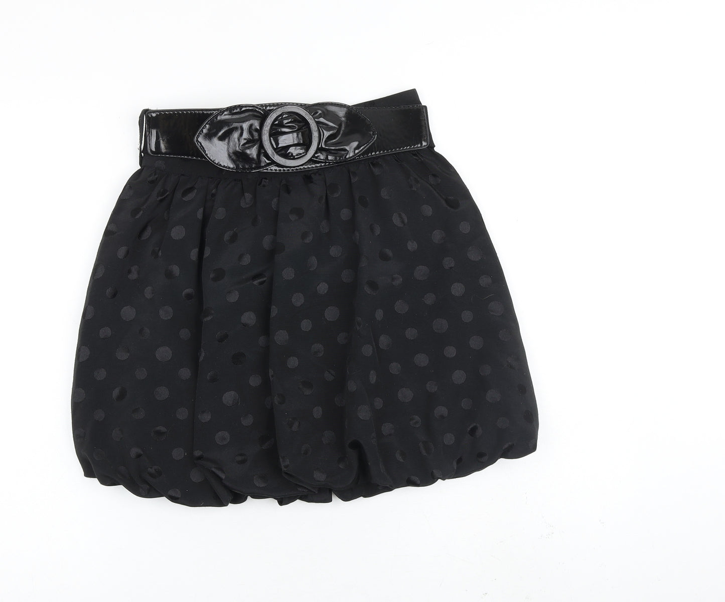 Miss Selfridge Womens Black Polka Dot Polyester A-Line Skirt Size 8 Buckle - Belt included
