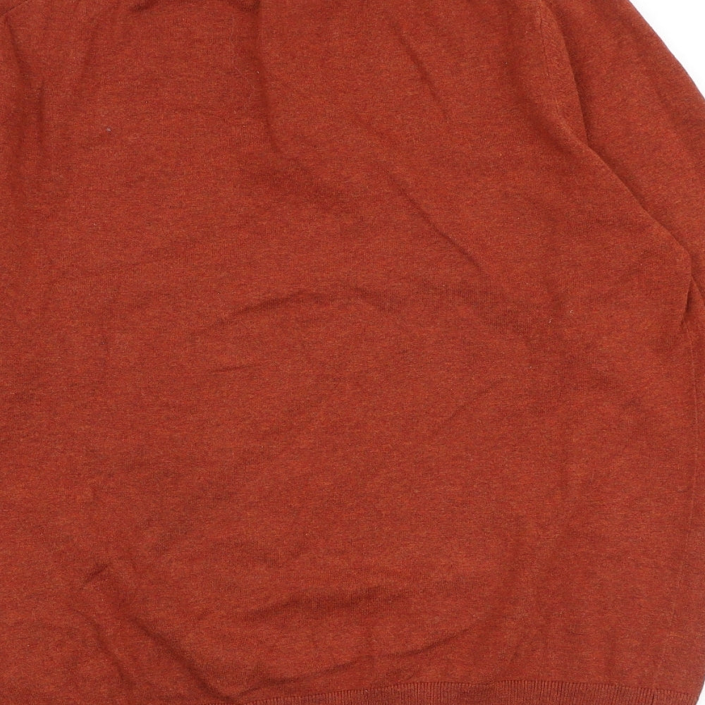 Marks and Spencer Mens Brown Collared Cotton Pullover Jumper Size M Long Sleeve
