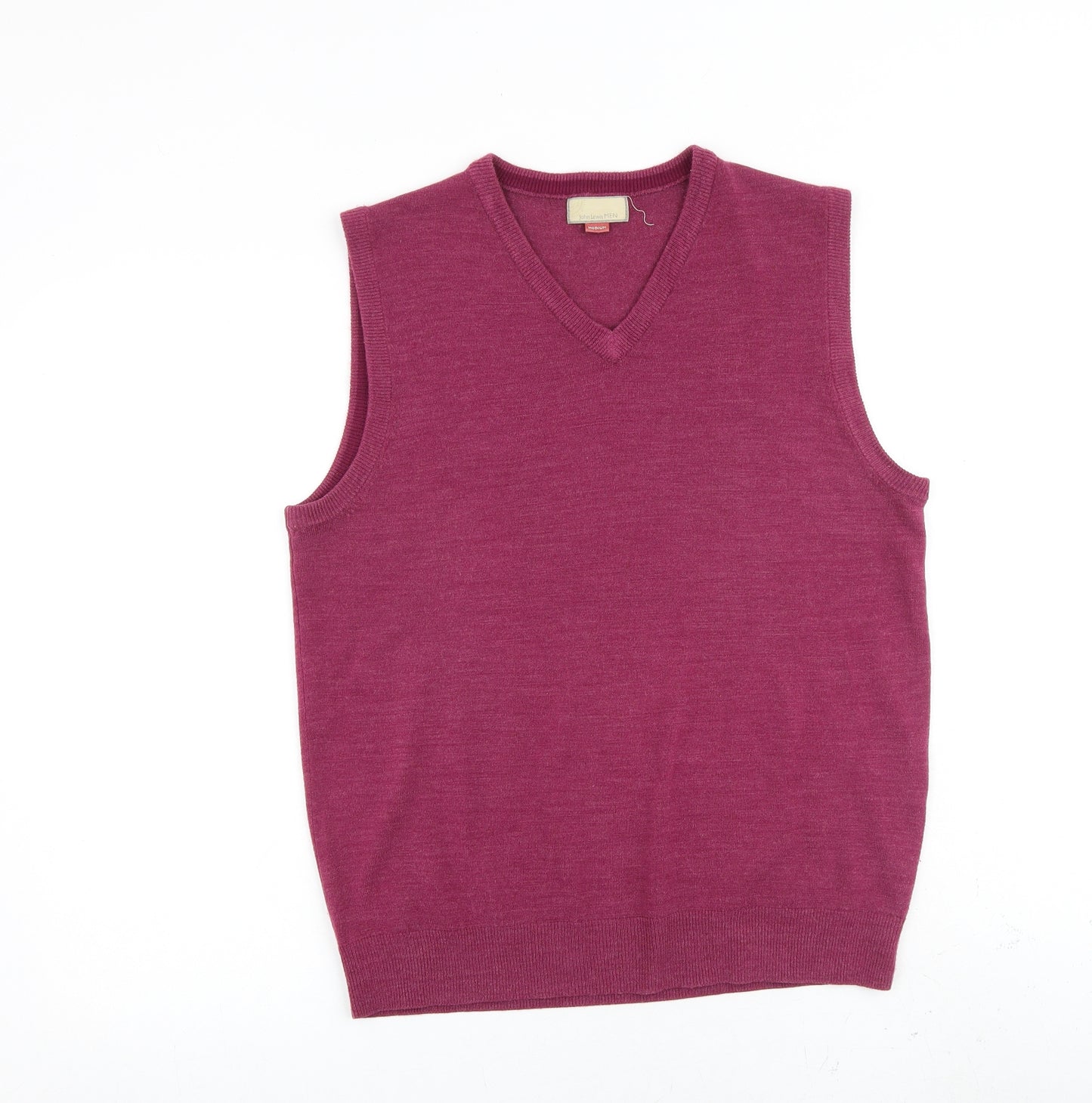 John Lewis Mens Purple V-Neck Acrylic Pullover Jumper Size M Sleeveless