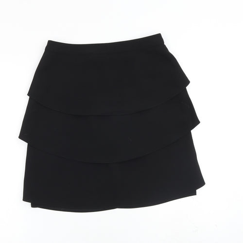 Monsoon Womens Black Polyester Pleated Skirt Size 8 Zip