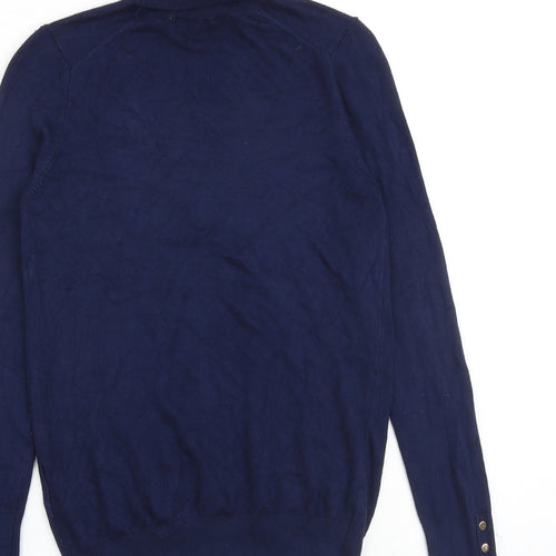 Zara Womens Blue Roll Neck Viscose Pullover Jumper Size S