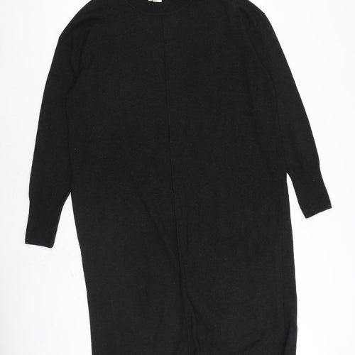 H&M Womens Grey Acrylic Jumper Dress Size M Mock Neck Pullover