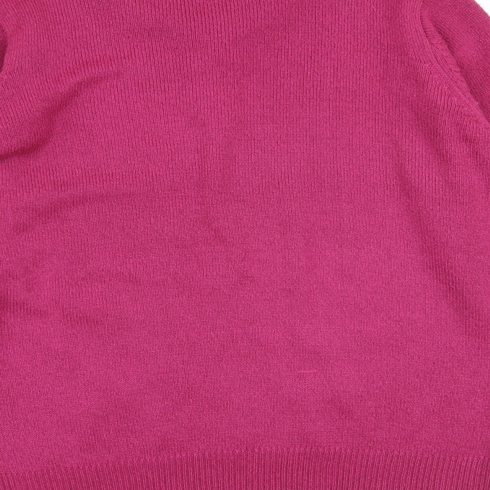 EWM Womens Pink Round Neck Acrylic Pullover Jumper Size 14