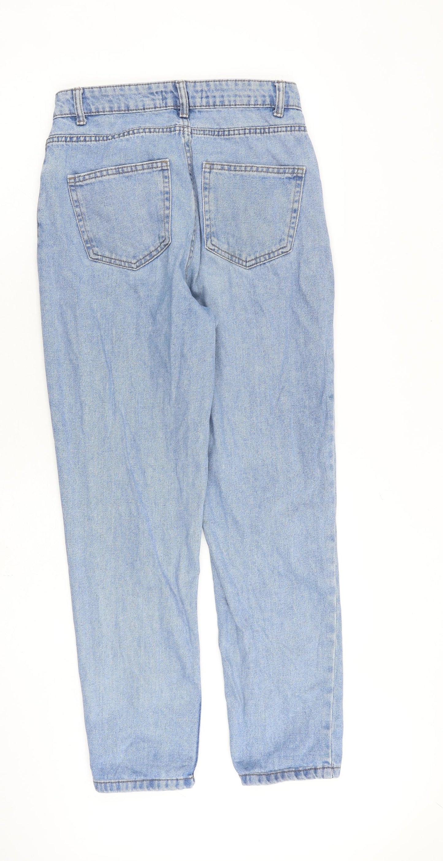 Denim & Co. Womens Blue Cotton Straight Jeans Size 8 L28 in Regular Zip