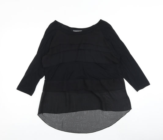 Apricot Womens Black Polyester Basic Blouse Size S Round Neck