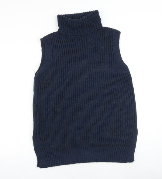 Marks and Spencer Womens Blue Roll Neck Polyester Vest Jumper Size M