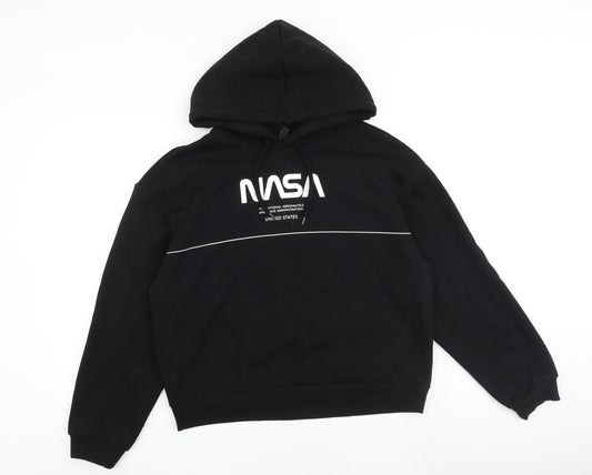 H&M Womens Black Cotton Pullover Hoodie Size L Pullover - NASA I need my space