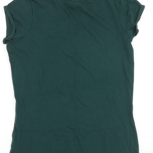New Look Womens Green 100% Cotton Basic T-Shirt Size 10 Round Neck - Christmas Elf