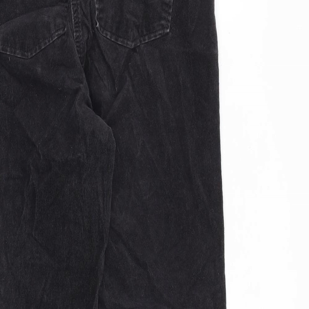 Marks and Spencer Womens Black Cotton Trousers Size 10 L29 in Regular Zip