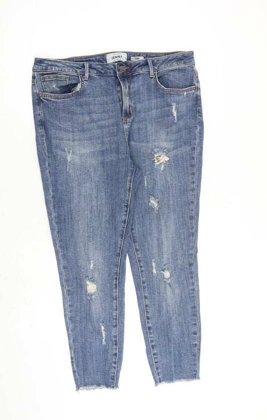 New Look Womens Blue Cotton Skinny Jeans Size 16 L24 in Regular Zip