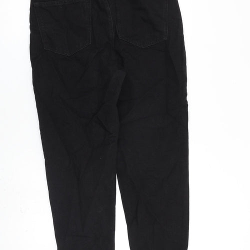 Bershka Womens Black Cotton Mom Jeans Size 12 L28 in Regular Zip