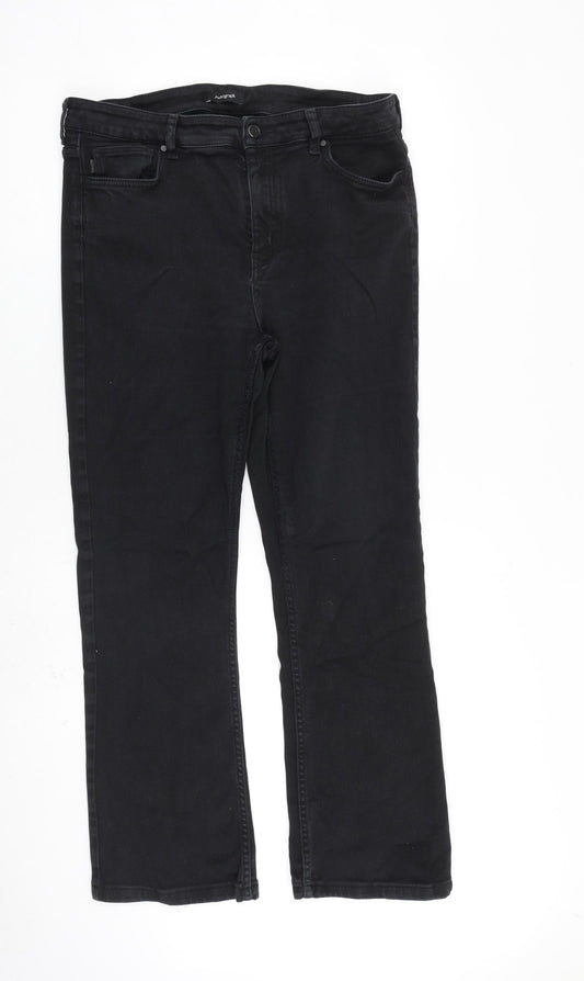 Autograph Womens Black Cotton Straight Jeans Size 16 L29 in Regular Zip