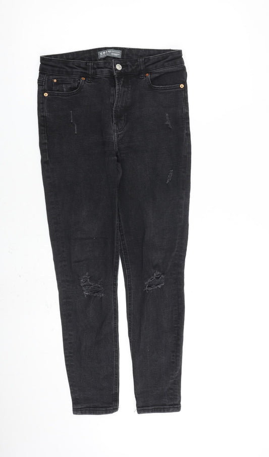 Denim & Co. Womens Grey Cotton Skinny Jeans Size 12 L27 in Regular Zip