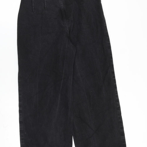 Selected Femme Womens Black Cotton Wide-Leg Jeans Size 29 in L32 in Regular Button