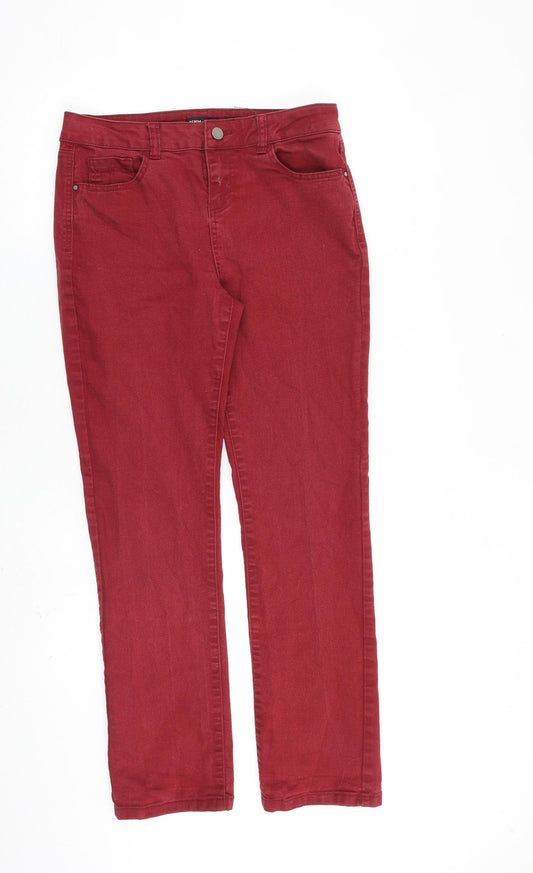 TU Womens Red Cotton Straight Jeans Size 10 L29 in Regular Zip