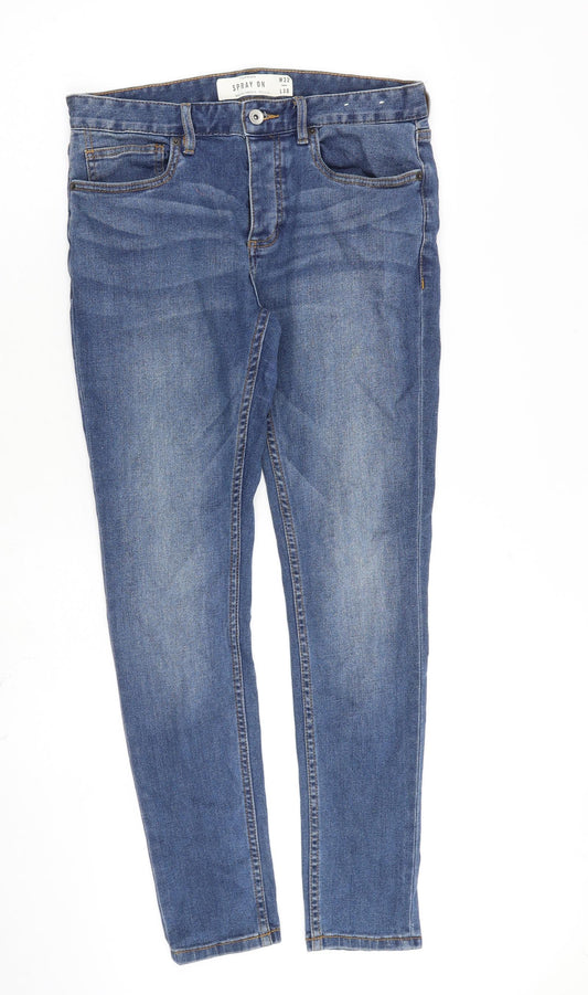 Topman Mens Blue Cotton Skinny Jeans Size 30 in L32 in Slim Zip