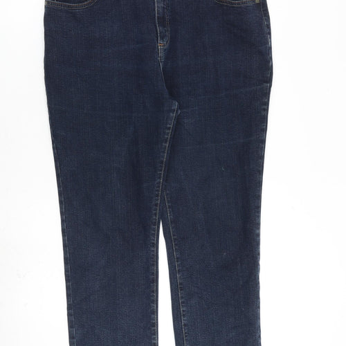 Per Una Womens Blue Cotton Tapered Jeans Size 16 L26 in Regular Zip