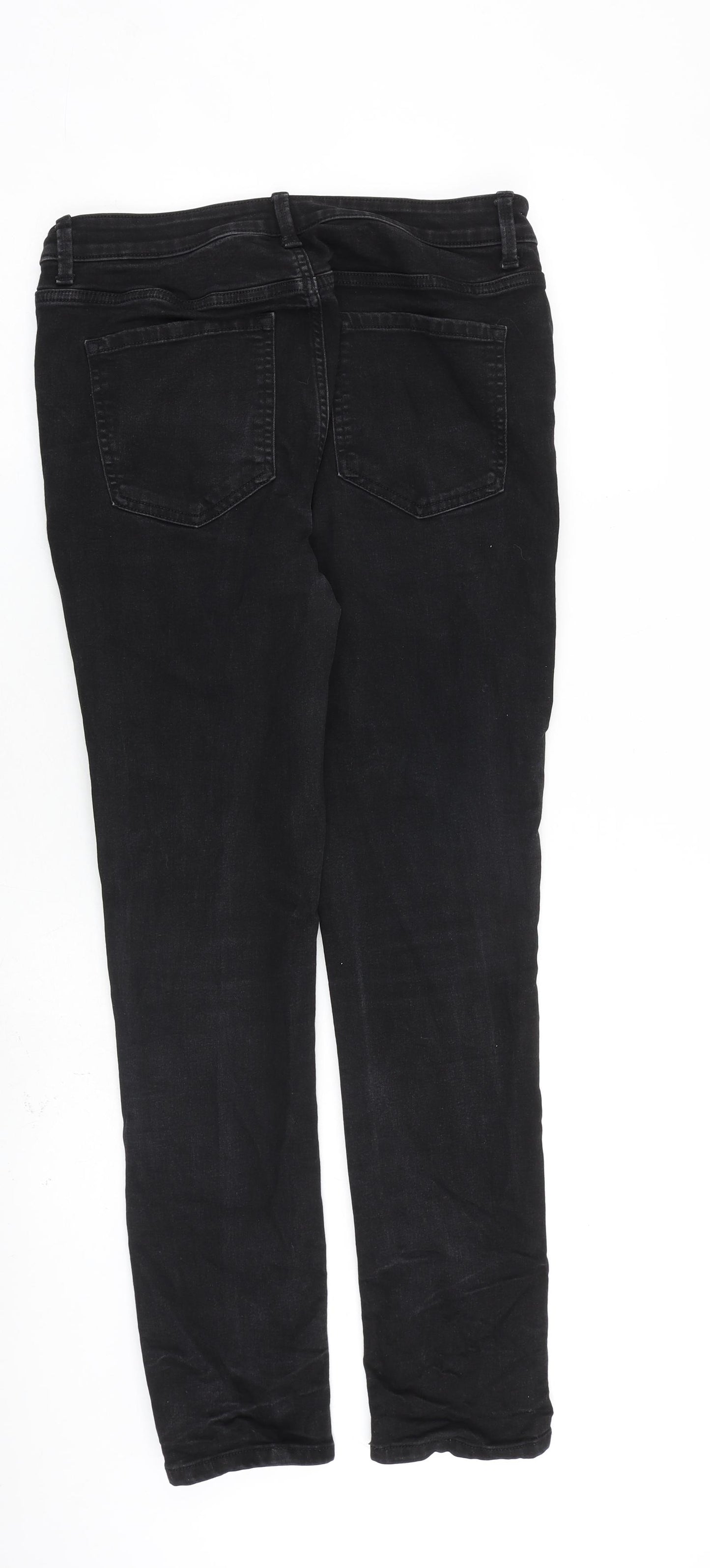 Marks and Spencer Womens Black Cotton Skinny Jeans Size 14 L30 in Regular Zip