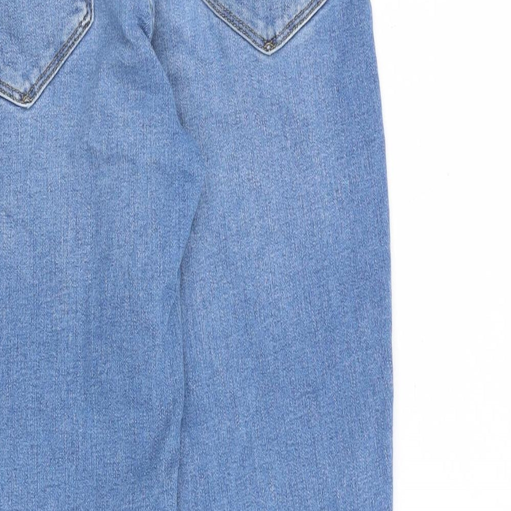 Mango Womens Blue Cotton Skinny Jeans Size 10 L27 in Regular Zip - Raw Hem