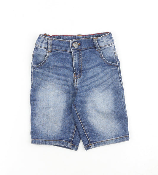 Little Kids Boys Blue Cotton Bermuda Shorts Size 4-5 Years Regular Zip
