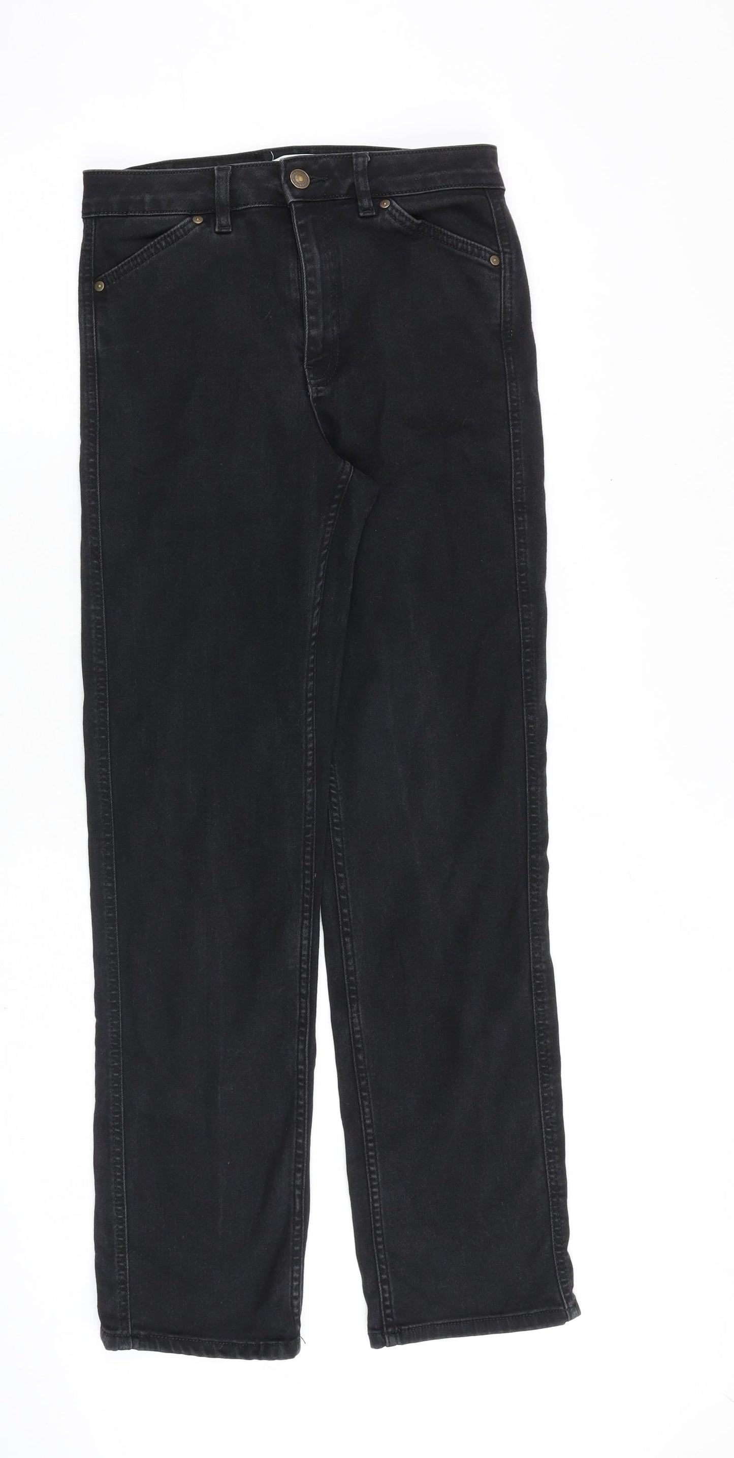 Marks and Spencer Womens Black Cotton Straight Jeans Size 10 L30 in Regular Zip