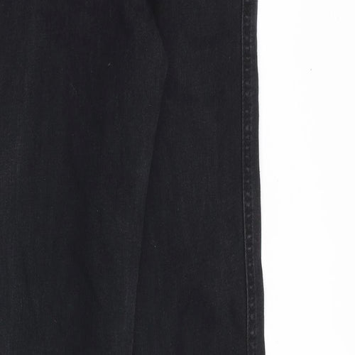 Marks and Spencer Womens Black Cotton Straight Jeans Size 10 L30 in Regular Zip