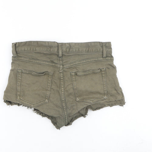 H&M Womens Grey Cotton Cut-Off Shorts Size 6 Regular Zip