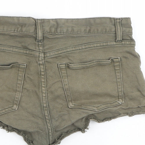 H&M Womens Grey Cotton Cut-Off Shorts Size 6 Regular Zip