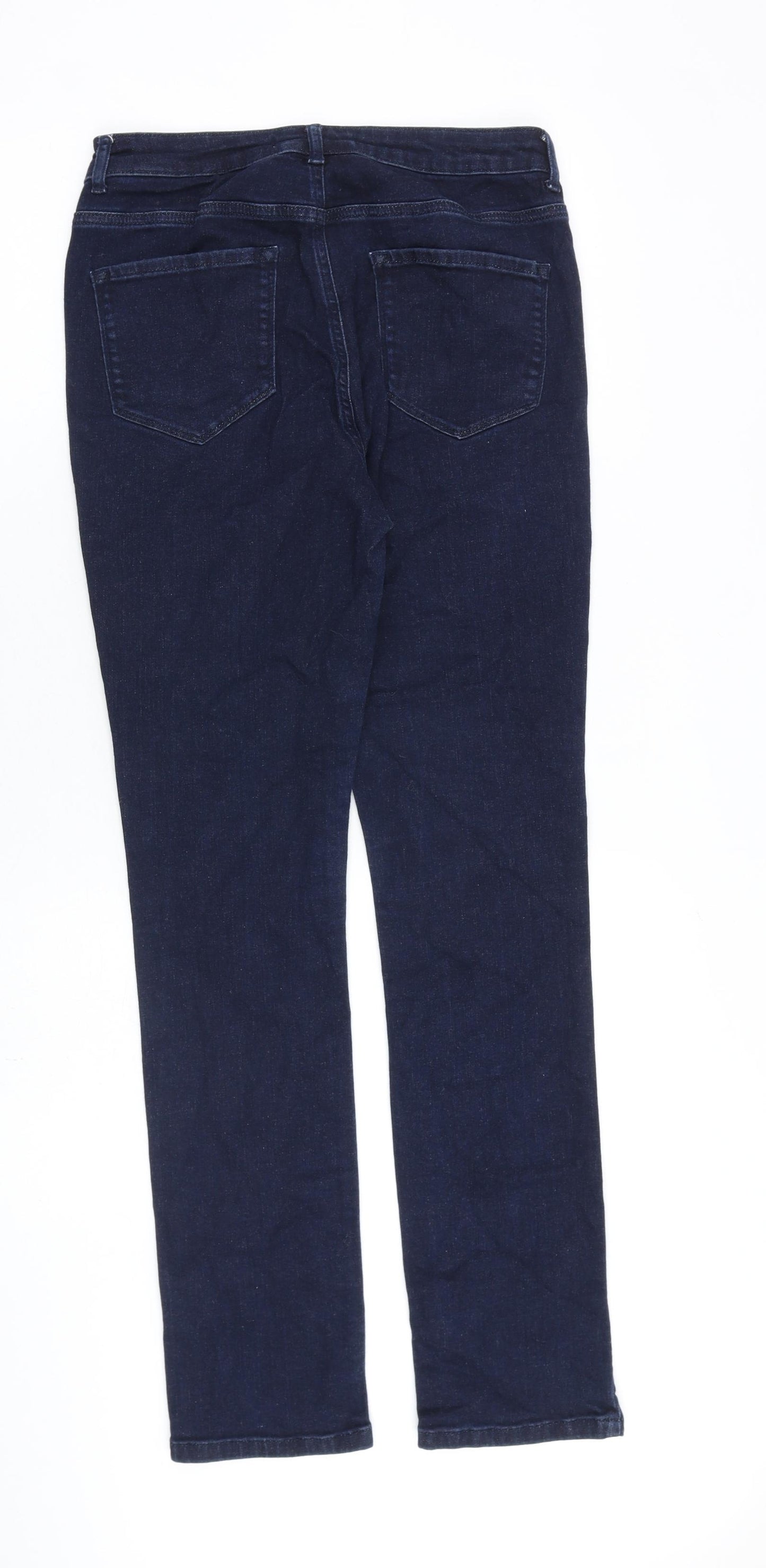 John Lewis Womens Blue Cotton Straight Jeans Size 12 L30 in Regular Zip