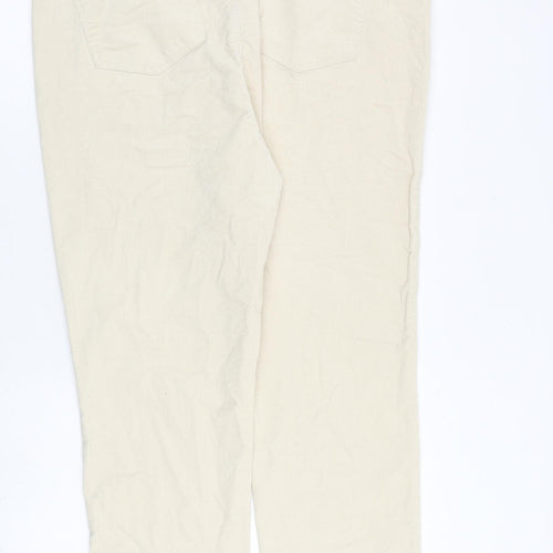 Marks and Spencer Womens Ivory Cotton Trousers Size 20 L32 in Regular Zip